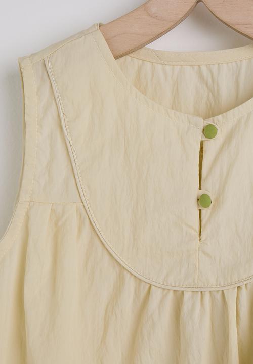 Pop Candy - Empire line blouse with printed barrel pants - light yellow/black