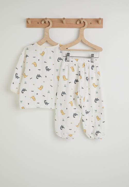 Pop Candy - Aop long sleeved top & pants pj set - white