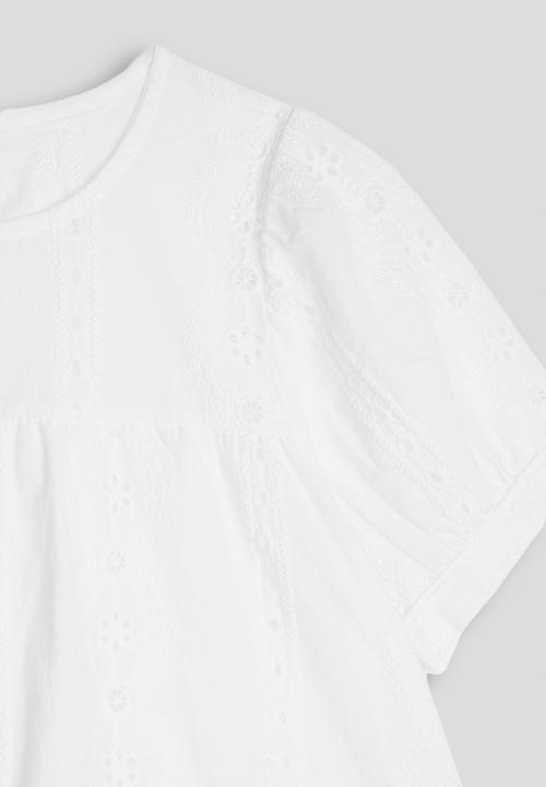 Pop Candy - Broderie anglaise blouse with hem frill - white