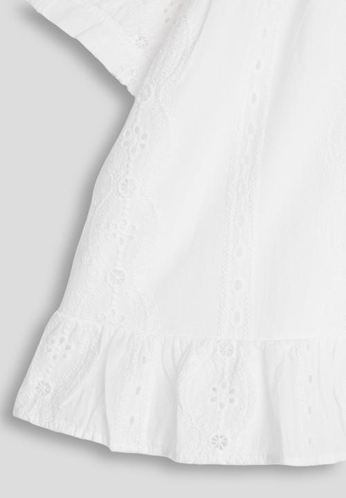 Pop Candy - Broderie anglaise blouse with hem frill - white