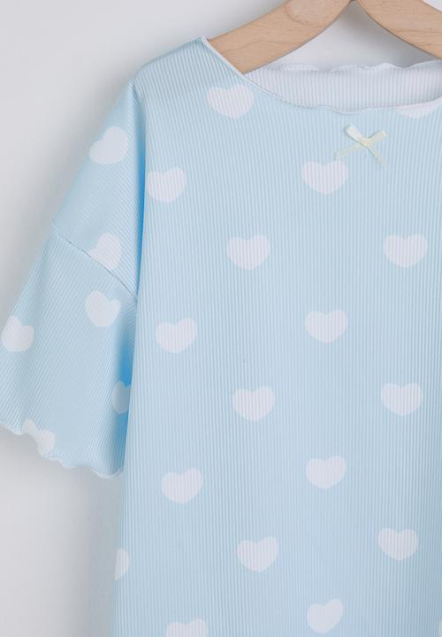 Pop Candy - Heart aop tee and shorts - light blue