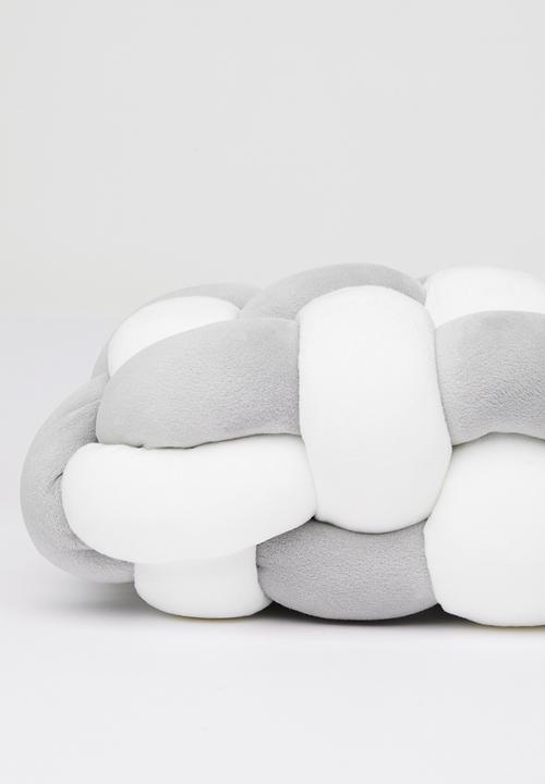 Pop Candy - Mochi minky braided cushion - grey/white