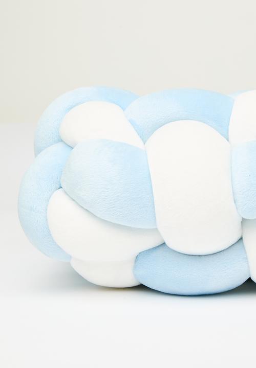 Pop Candy - Mochi minky braided cushion - blue/white