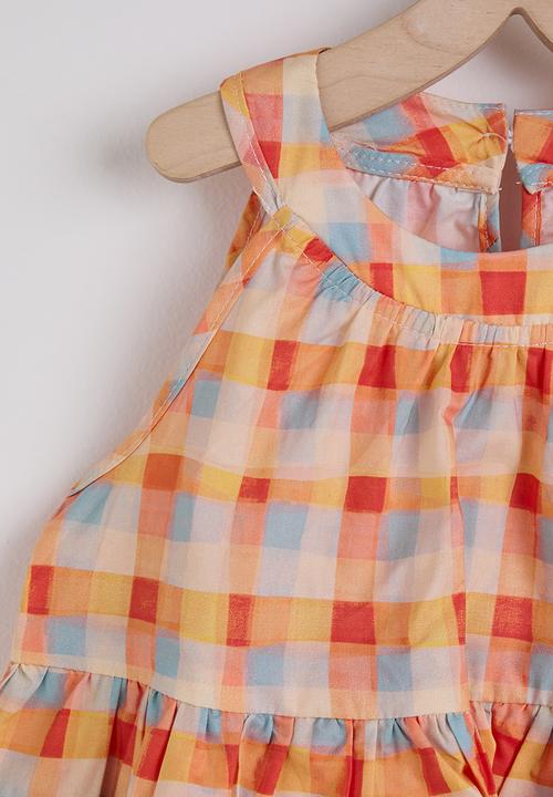 Pop Candy - Gingham halter neckline peplum top & pants - multicolour/cream
