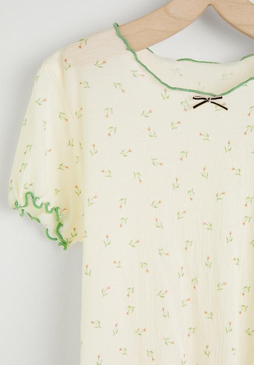 Pop Candy - Aop tee & shorts pj set - white