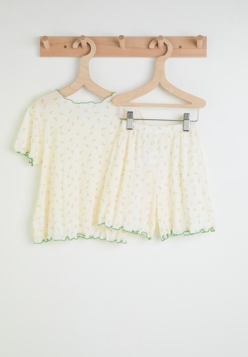 Pop Candy - Aop tee & shorts pj set - white