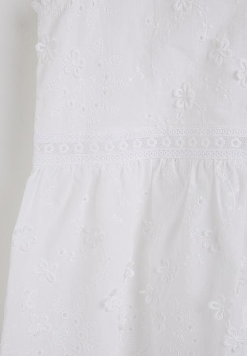 Pop Candy - Broderie peplum top & wide leg jeans - white/blue