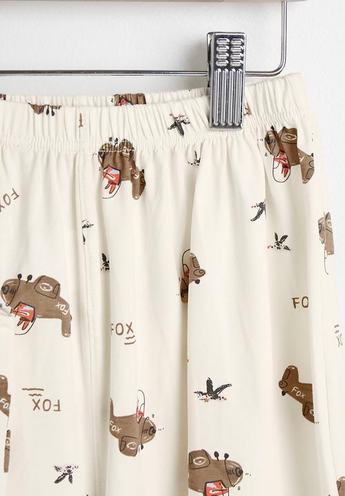 Pop Candy - Aop tank top & shorts pj set - white & brown