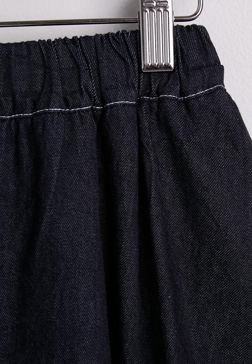 Pop Candy - Denim empire line blouse & bermuda shorts - dark blue