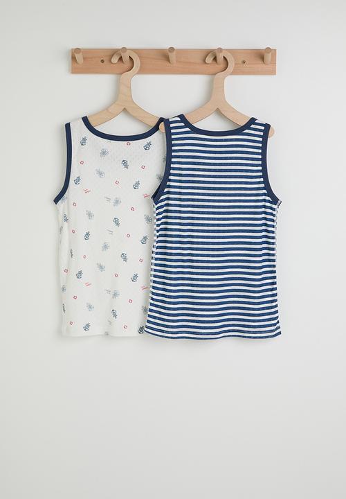 Pop Candy - 2 pack tank tops - blue stripe/aop