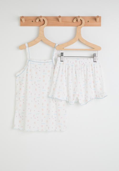 Pop Candy - Aop cami top & shorts - white