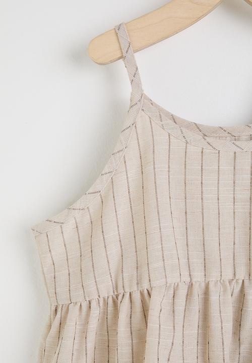 Pop Candy - Fit & flare came with pinstriped tee - choc/neutral