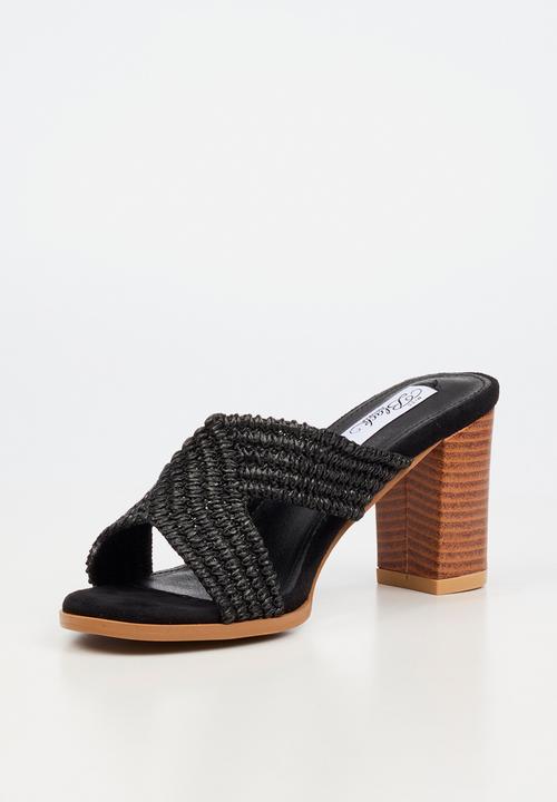 Miss Black - Ambrielle 1 raffia block heel - black