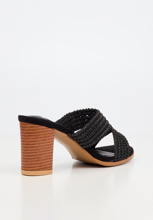 Miss Black - Ambrielle 1 raffia block heel - black