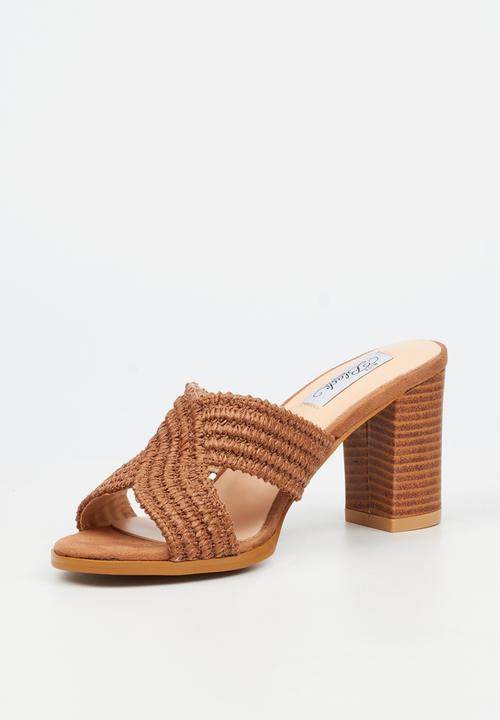 Miss Black - Ambrielle 1 raffia block heel - tan