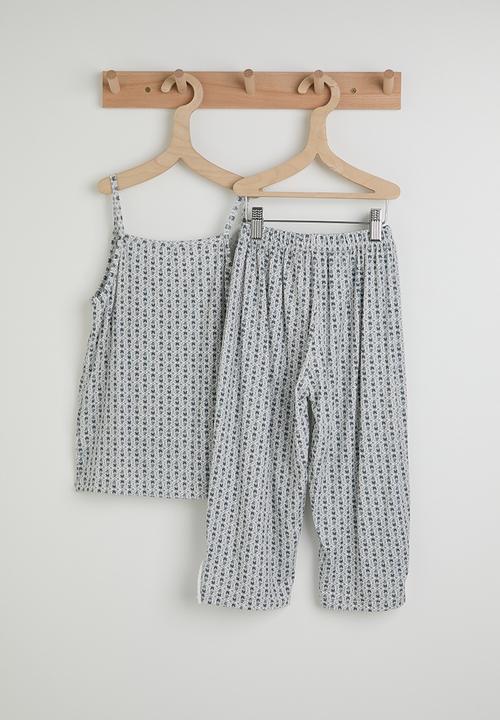 Pop Candy - Aop cami top & pants pj set - grey
