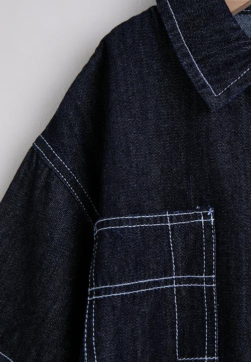 Pop Candy - Denim shirt and shorts - dark navy
