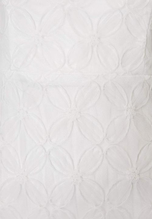 Trendyol - Floral Textured Tulle Mini Dress - White