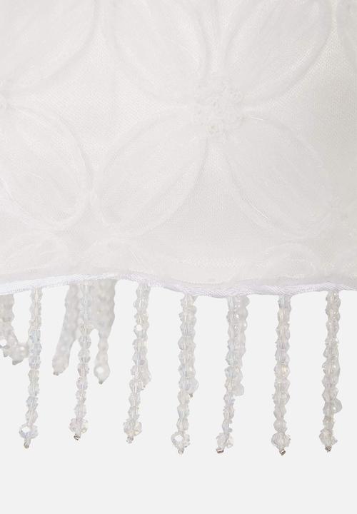 Trendyol - Floral Textured Tulle Mini Dress - White