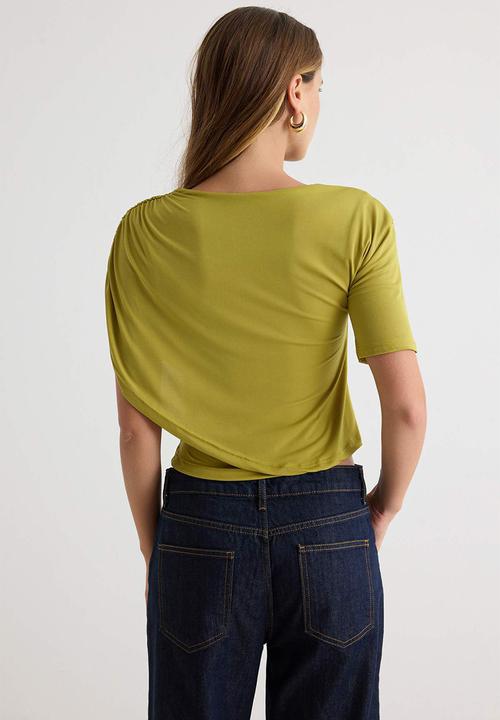 Trendyol - Cape Detail Sleeveless Knit Blouse - Oil Green