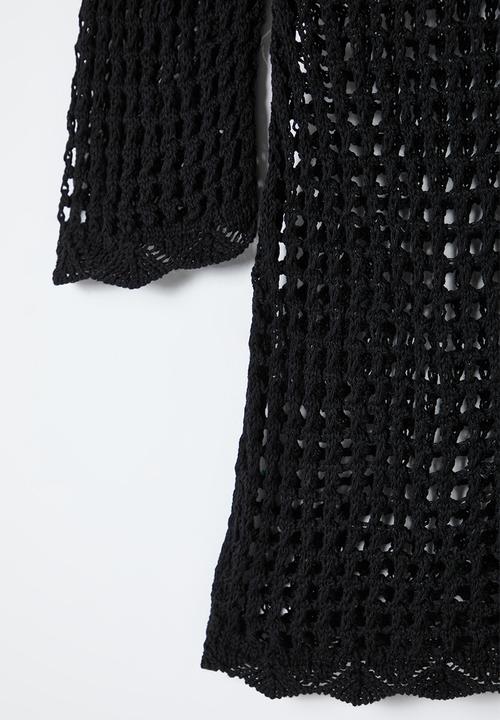 Trendyol - Plus boat neck mini knitwear beach dress - black