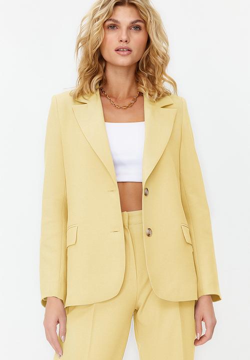 Trendyol - Regular Lined Woven Blazer - Yellow