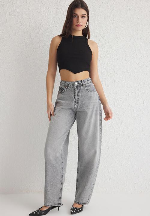 Trendyol - High-Waist Skater Jeans - Grey