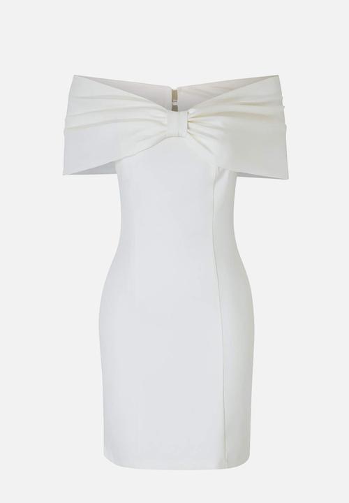 Trendyol - Carmen Collar Bodycon Mini Dress - White