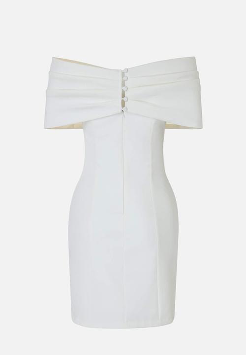 Trendyol - Carmen Collar Bodycon Mini Dress - White