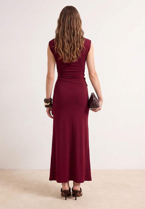 Trendyol - Limited Edition Maxi Knit Skirt - Burgundy