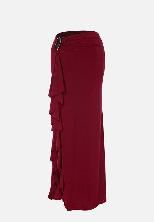 Trendyol - Limited Edition Maxi Knit Skirt - Burgundy