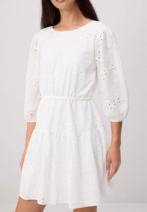 Trendyol - Cut-Out Skater Mini Dress - Ecru