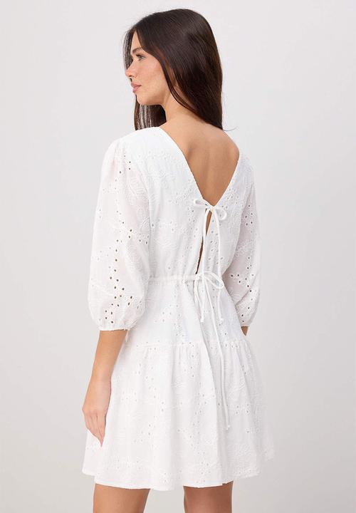 Trendyol - Cut-Out Skater Mini Dress - Ecru