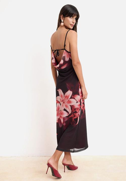 Trendyol - Floral Fishnet Strapless Tulle Dress - Multi