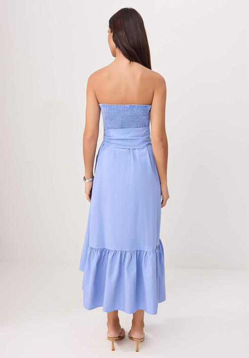 Trendyol - Belted Open-Waist Maxi Dress - Blue