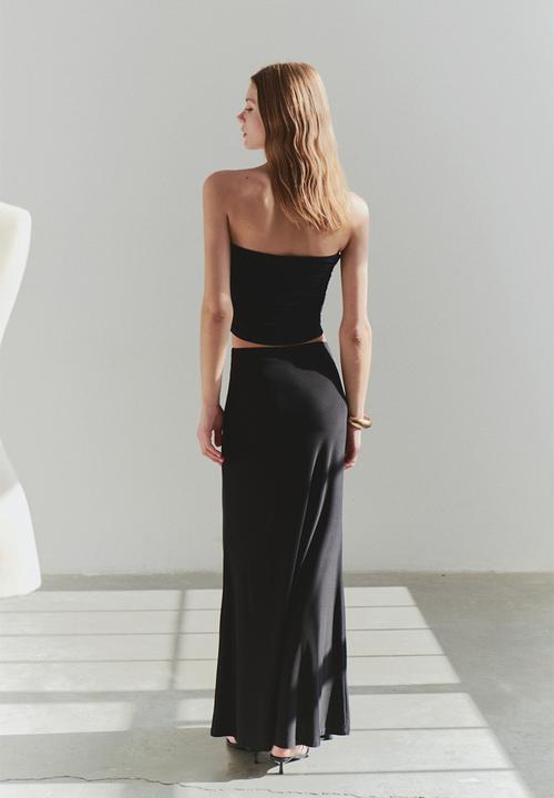 Trendyol - Bodycon Accessory Detail Maxi Skirt - Black