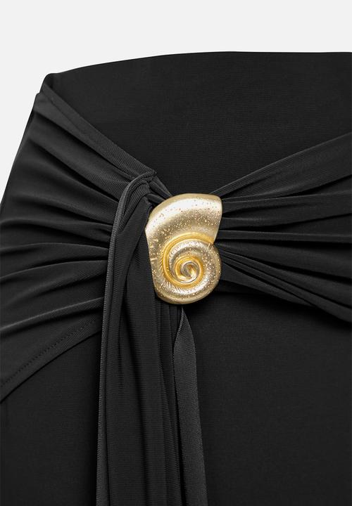 Trendyol - Bodycon Accessory Detail Maxi Skirt - Black