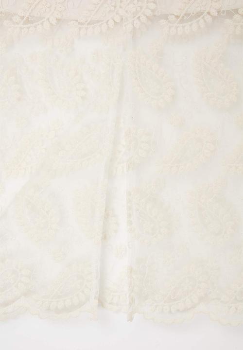 Trendyol - Limited Edition Embroidered Tulle Midi Skirt - White
