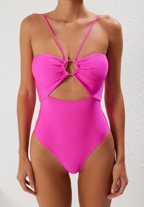 Trendyol - Strapless brazilian swimsuit - fuchsia*st