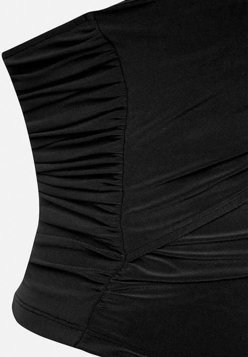 Trendyol - Limited Edition Strapless Knit Blouse with Accessory Detail - Black