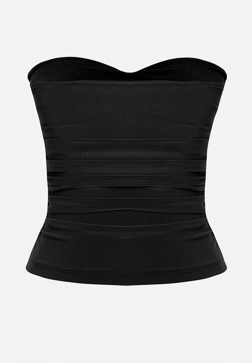Trendyol - Limited Edition Strapless Knit Blouse with Accessory Detail - Black