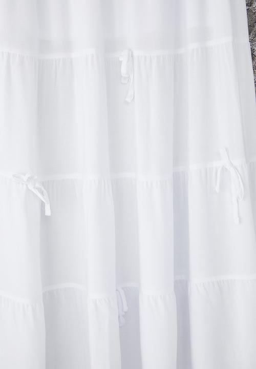 Trendyol - Bow Detail A-Line Flounced Maxi Skirt - White