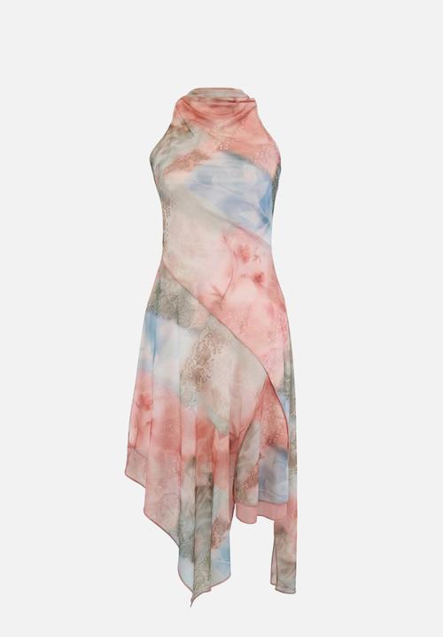 Trendyol - Limited Edition Abstract Print Halter Neck Tulle Dress - Multi