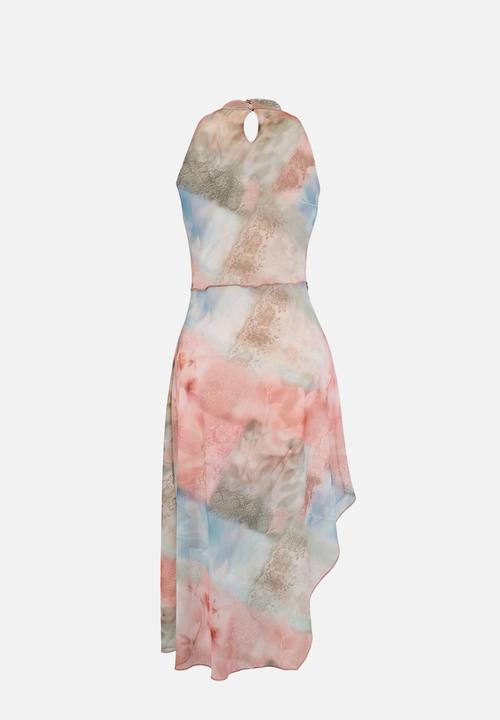 Trendyol - Limited Edition Abstract Print Halter Neck Tulle Dress - Multi