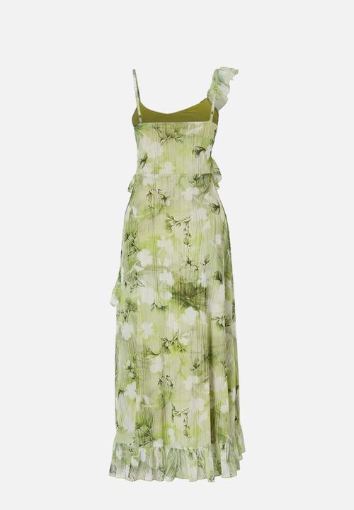 Trendyol - Limited Edition Bell-Shaped Tulle Dress with Spaghetti Straps - green