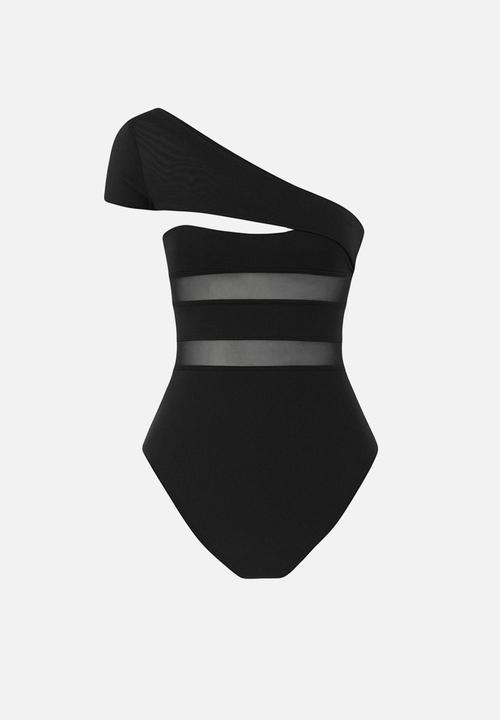 Trendyol - Mesh detailed swimsuit - black
