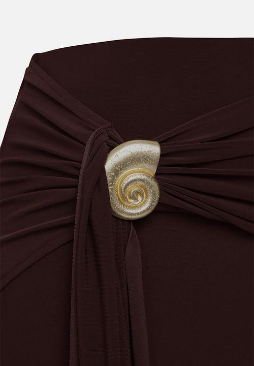 Trendyol - Bodycon Accessory Detail Maxi Skirt - Brown