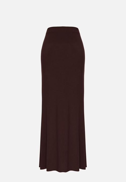 Trendyol - Bodycon Accessory Detail Maxi Skirt - Brown