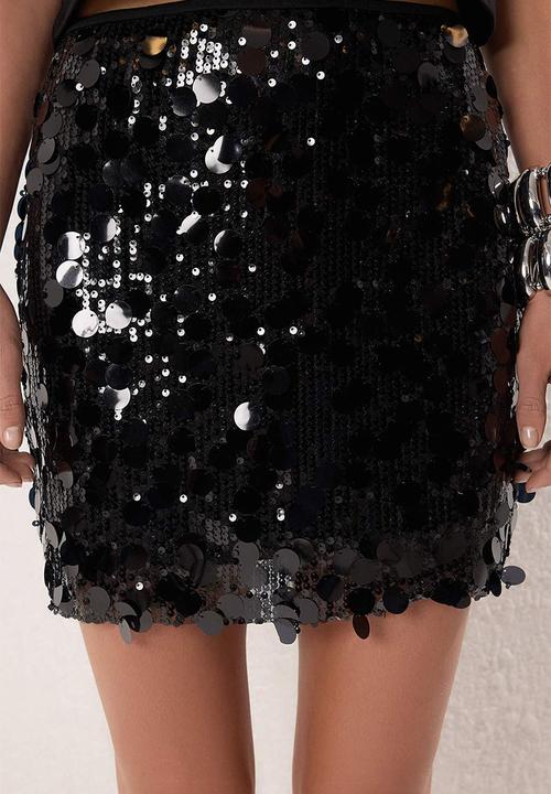 Trendyol - Glitter Sequin Mini Skirt - Black