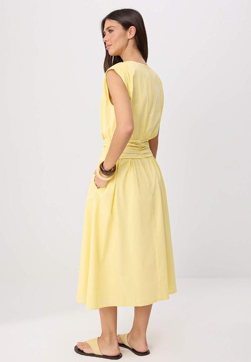 Trendyol - A-Line Midi Woven Dress - Yellow